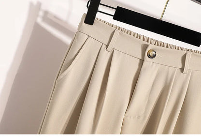 Plus Size Pants Woman 2026 Spring Autumn New Arrival High Waist Suit Pants High Quality Korean Style Straight Trousers