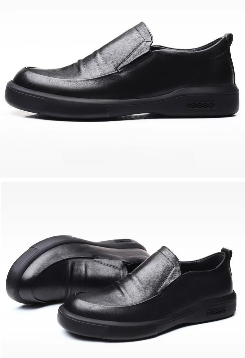 Social Shoe Male Spring Autumn Men's Formal Shoes Casual Business Cowhide 2025 Trend Black Official Cheap Clearance Footwear New