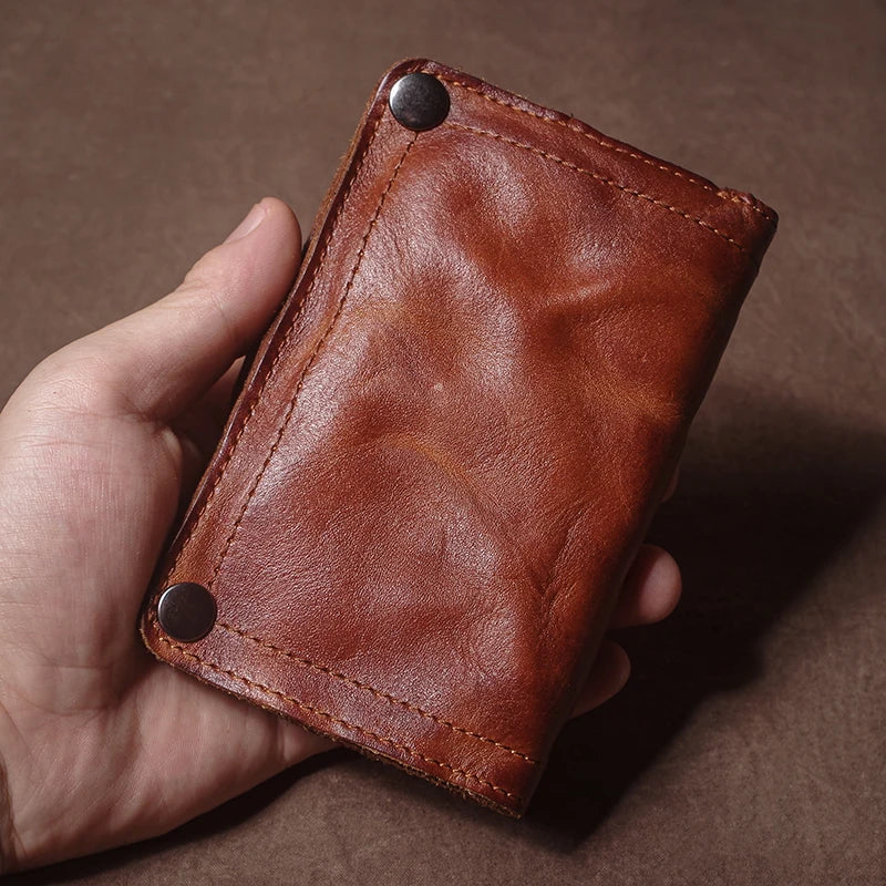 Luxury Brand Men's Genuine Leather Wallet High Quality Vintage Bifold Money Clip Credit Card Holder with Zipper Coin Pocket
