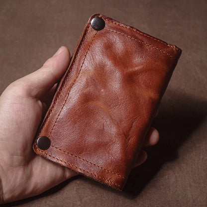 Luxury Brand Men's Genuine Leather Wallet High Quality Vintage Bifold Money Clip Credit Card Holder with Zipper Coin Pocket