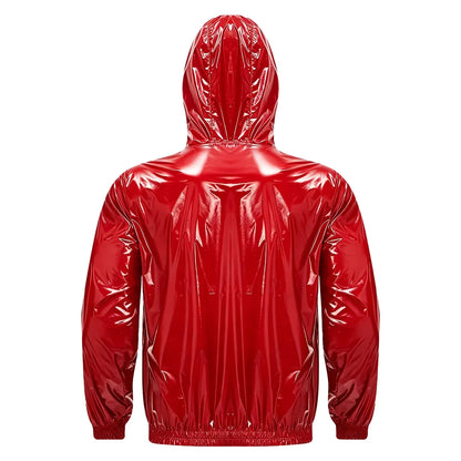 Mens Waterproof Hooded Jacket Tops Breathable Raincoat Waterproof Windproof Outdoor Biking Fishing Jacket Hood Outerwear