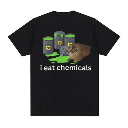 I Eat Cement Cursed Cat Funny Meme T Shirt for Men Women Fashion Casual Short Sleeve T Shirts Male Oversized Cotton T-shirt Tops