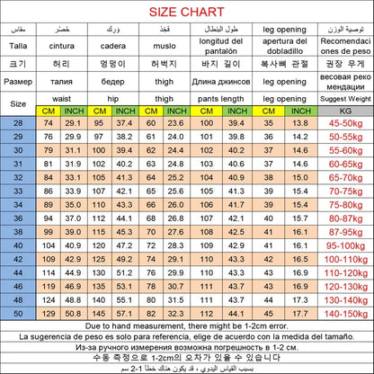 Men's Jeans Pants Big Size 50 High Stretch Denim Fabric Large Size Pants for 45-150kg Jeans Hombre Wide Leg Jeans Pantalon Homme