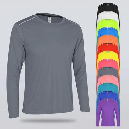 High Quality Spandex Men Women Kids Running Long Sleeve T-Shirt Quick Dry Gym Fitness Shirt Training Exercise Clothes Sports Top