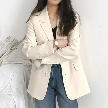 New Korean Style Women's Casual Commute Loose Fit Small Suit Jacket Elegant Personality Single Piece Tailored Top