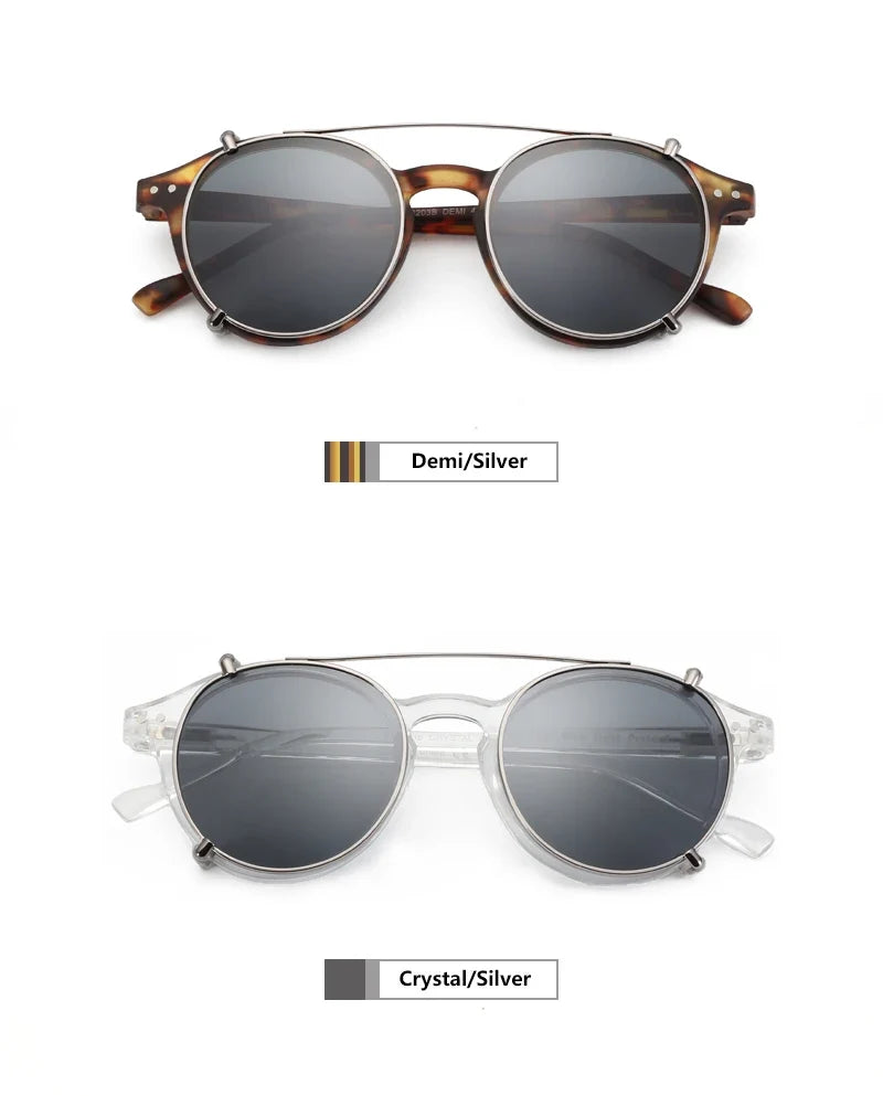 Steampunk Style Clip On Sunglasses for Men Women Anti Blue Light Glasses+Polarized Clip Fashion/Retro Computer Eyewear