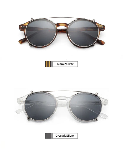 Steampunk Style Clip On Sunglasses for Men Women Anti Blue Light Glasses+Polarized Clip Fashion/Retro Computer Eyewear