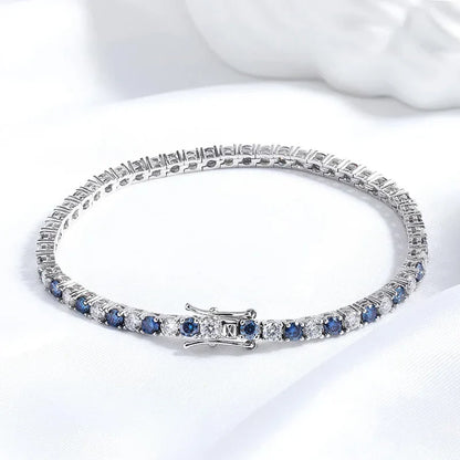 Certified 3/4/5mm Full Moissanite Diamond Tennis Bracelets for Women Man Colorful Gem Sparkling 925 Sterling Silver Chain
