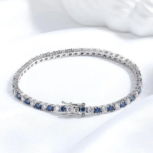 Bracelets de tennis certifiés 3/4/5mm avec moissanite, pour femmes et hommes, gemmes colorées étincelantes, chaîne en argent sterling 925