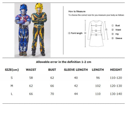 Halloween Boys Purim Optimus Muscle Prime Costume Robot Cars Jumpsuit Boy Superhero Book Week Child Fancy Dress