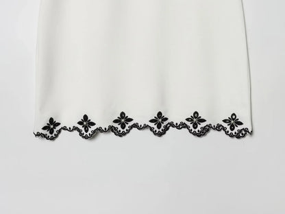 European and American style 2025 winter new women's clothing artificial pearl embroidery sleeveless short dress