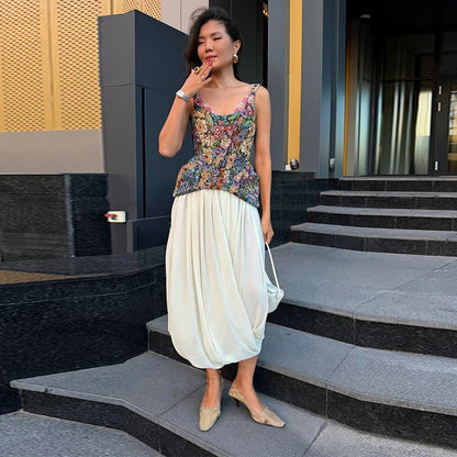 Sexy Print Sling Fishbone Corsets Women Backless Zipper Sleeveless Slim Tops Female 2026 Summer New Chic Evening Party Tanks