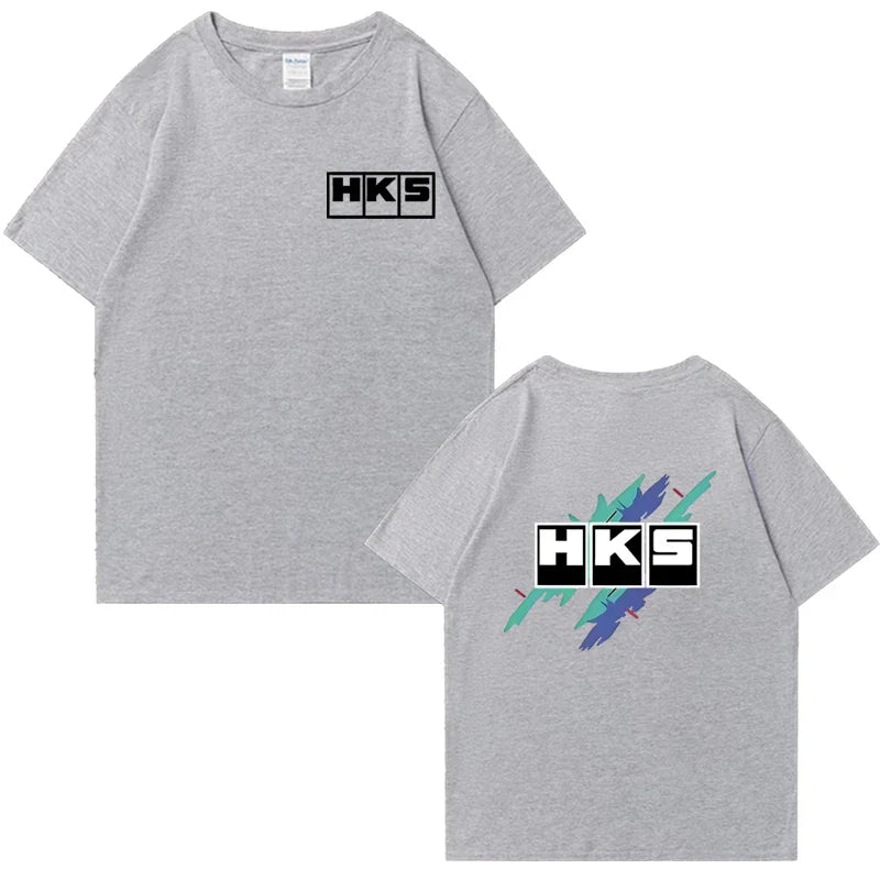 Japanese JDM Improved HKS Endless Car Graphic short sleeve t-shirts Cotton Men Women Oversized Tee shirt Double Sided Unisex Top