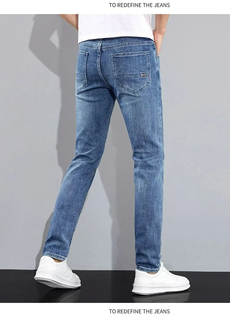Autumn Winter New Men's Micro Elastic Straight Leg Denim Pants with Shape Skin Friendly Business Men's Pants in Multiple Sizes
