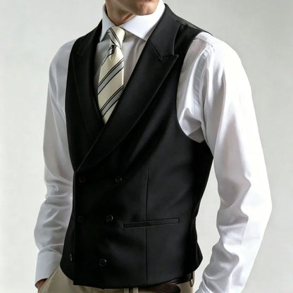 Men Vest Ivory Double Button With Lapel Waistcoat For Wedding Banquet Party Business Work Office Casual Daily Men Suit Vest