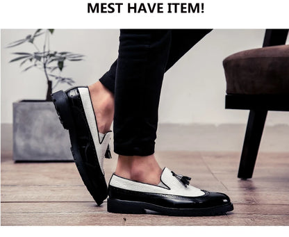 2026 new lazy man slip-on bean shoes men's business casual crocodile print 46 large size fringed leather shoes men