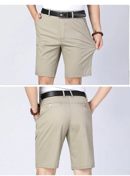 Classic Cotton Board Shorts Knee Length Comfortable Bermuda Shorts Outdoor Beach Shorts Black Khaki