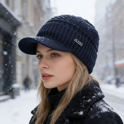 Unisex Warm Winter Hats Stylish Add Fur Lined Soft Beanie Cap With Brim Thick Winter Knitted Hats For Men & Women Dropshipping