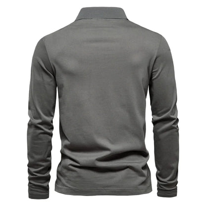 Brand Long Sleeve Men's Polo Shirts 100% Cotton Solid Color Casual Polo Shirts for Men New Sping Autumn Basic Polos Men