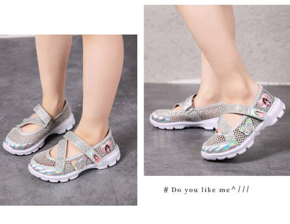 Girls Sandals Cartoon Sweet Soft Sole Children Beach Shoes Children's Summer Floral Sandals Princess Shoes Fashion Cute