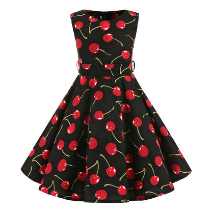 Girl's Retro Dress,Summer Princess Sleeveless Polka Dots Cotton Lightthin Romantic Floral 50s Vintage Dress Party Wedding Daliy