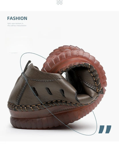 Solid Color Business Casual Shoes for Men Breathable Hallow Leather Sandals Male New Designer Fashion Summer Shoes Man