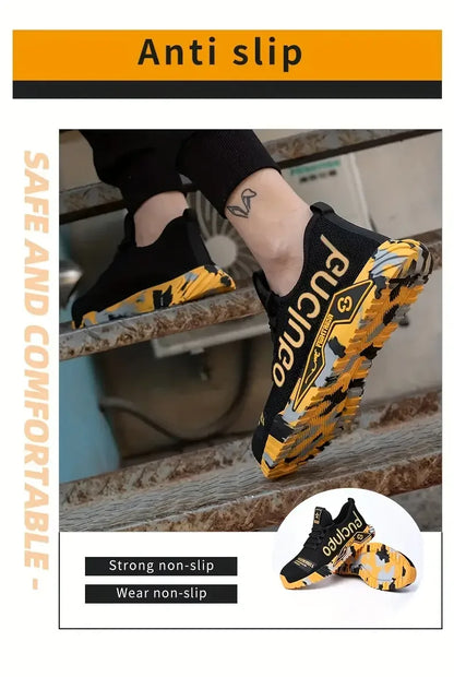 Steel Toe Work Shoes Men's Anti-Smash Anti-Puncture Safety Shoes Comfortable Breathable Steel Toe Safety Shoes for Men Non Slip