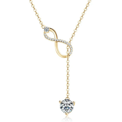 Certified Moissanite Heart Infinite Pendant Necklace Chain for Women S925 Sterling Silver Necklaces Fine Jewelry Gifts