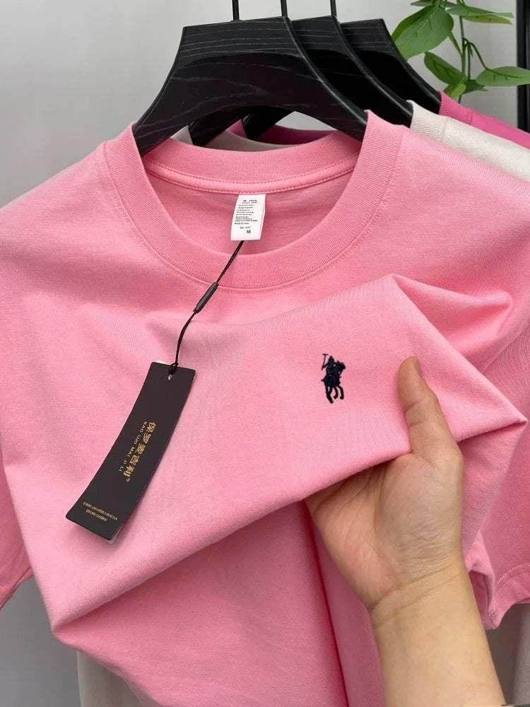 100% cotton high-end brand T-shirt short sleeve summer fashion classic pony embroidery round neck top luxury new Paul men's wear