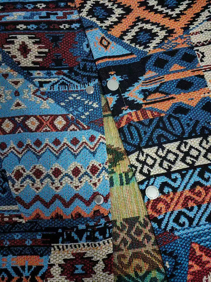 Spring and autumn new ethnic style printed long-sleeve jacket for men, high-end stylish trendy jacket