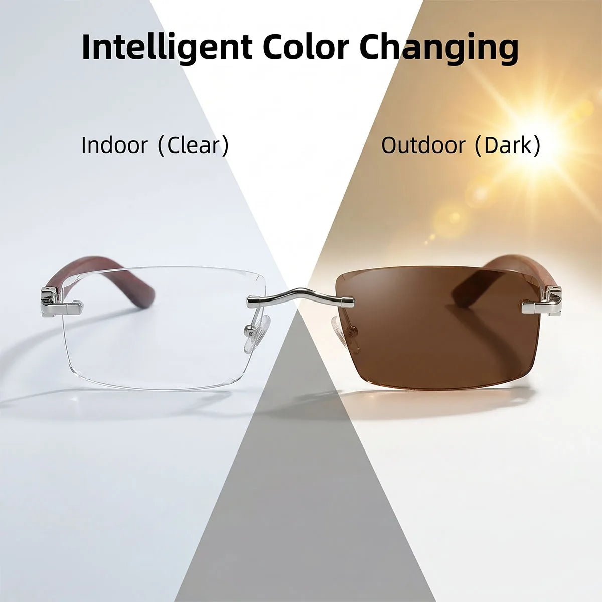 Rimless Sunglasses Women Trendy Gradual Change Square Fashion Glasses Luxury Vacation Sunscreen Sunglass Men Lentes De Sol Mujer