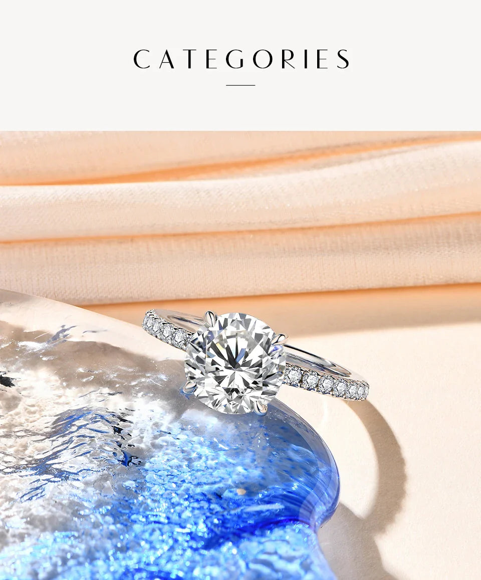 2026 New Brand 18K 14K 10K Yellow Gold Moissanite Ring Round Cut 3.0CT Ring for Women Birthday Diamond for Wedding Gift