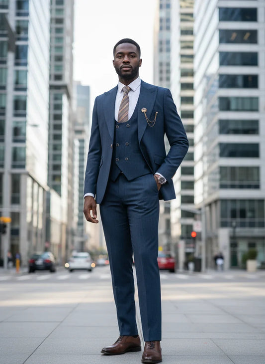 High-End Brand Formal Business Men's Suits Single Breasted Solid Color Slim Fit Suit Wedding Three-Piece