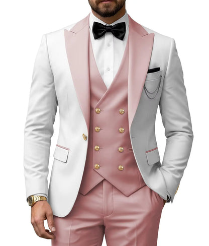 Men's 3 Piece Tuxedo Slim Fit for Men Tuxedo Suit Double Breasted  for Wedding Groom Business Tuxedos
