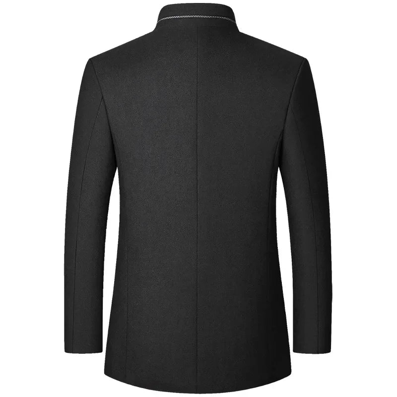 New Spring Men Cashmere Blazers Suits Jackets Stand-up Collar Business Casual Suits Coats Male Slim Fit Blazers Jackets Coats 4X