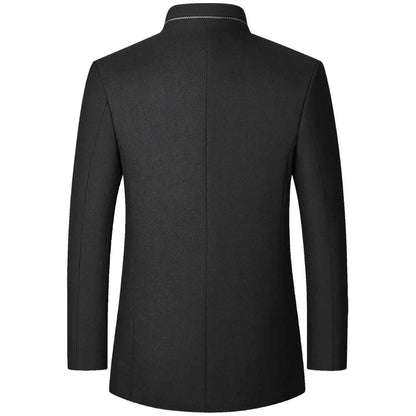 New Spring Men Cashmere Blazers Suits Jackets Stand-up Collar Business Casual Suits Coats Male Slim Fit Blazers Jackets Coats 4X