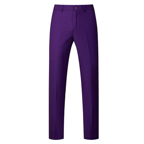 New Men Solid Colour Formal Suit Pants Black / Red / Royal Blue Homme Wedding Office Social Slim Fit Trousers