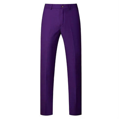 New Men Solid Colour Formal Suit Pants Black / Red / Royal Blue Homme Wedding Office Social Slim Fit Trousers