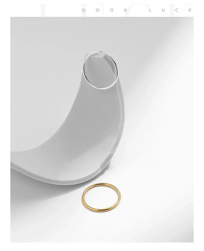 925 Sterling Silver Minimalist Thin Stackable Fashion Rings Classic Gold Color Fine Jewelry For Women Girl Party Gifts