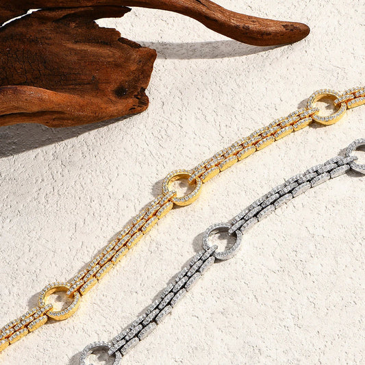 Bracelet de luxe en moissanite avec diamants ronds taillés DVVS1 de 1,2 mm en argent sterling 925 pour femme et homme, bijou de fiançailles, cadeau.