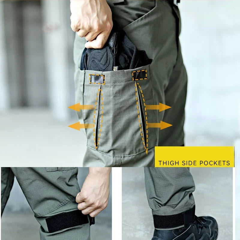 Cargo Pants Men Tactical Trousers Casual Multi Pockets Waterproof Pant Wear-Resistant Casual Trousers Outdoor Hiking Work Man