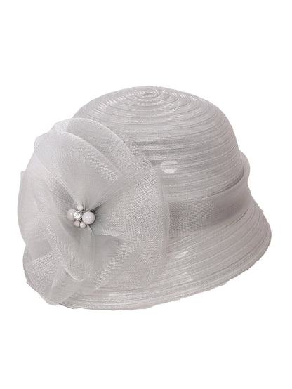 Floral Derby Fascinator Hat & Fedora for Women - Wedding Bridal Church Tea Party Formal Dress Accessories, Floppy Sun Caps