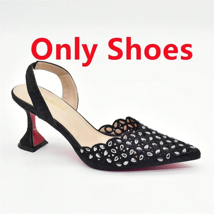 Gold Shoes and Bags Set for Women Ladies Shoe and Bag Set Latest Designers Pointed Toe Shoes Sexy Wedding Party Sandals