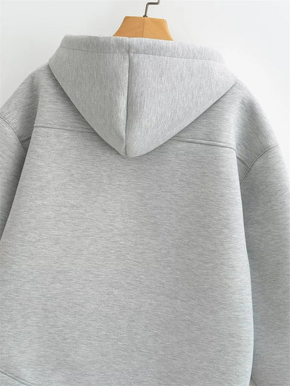 Winter New Women's Zipper Hoodie High Street Unisex style Double Pockets Oversize Loose Sweatshirts Outerwear Top