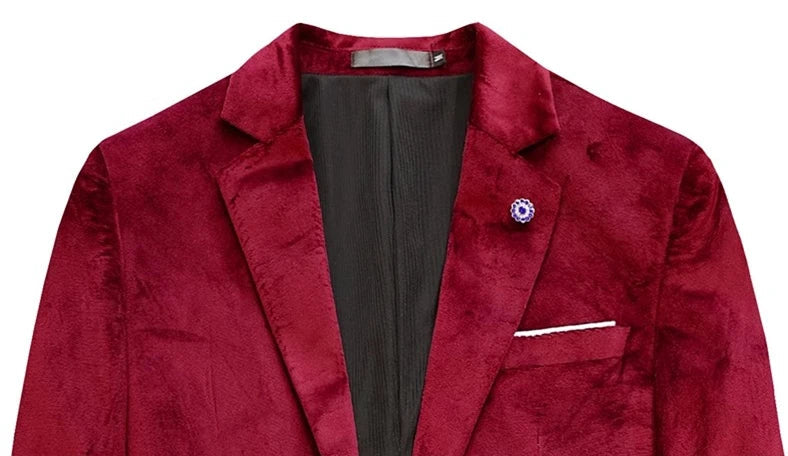 2026 Men's Red Slim Suit Jacket, Long Sleeve Single Button Dress Coat, Asian Size Teenagers Blazers Blue Green Black Male Tops