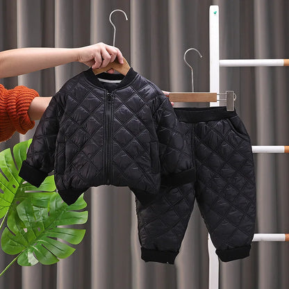 New Autumn Winter Baby Boys Clothes Children Thicken Cotton Jacket Pants 2Pcs/Sets Toddler Girls Clothing Infant Kids Tracksuits