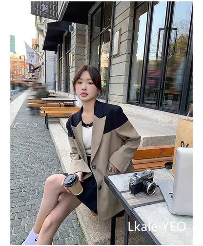Women's Blazer Jacket 2025 Spring Autumn Korean Temperament Casual Ladies Outerwear Versatile Fashion Female Suit Coat