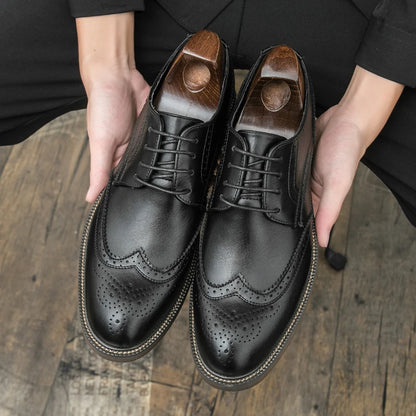 Handmade Mens Wingtip Oxford Shoes Grey Leather Brogue Men's Dress Shoes Classic Business Formal Shoe for Men Chaussure Hommes