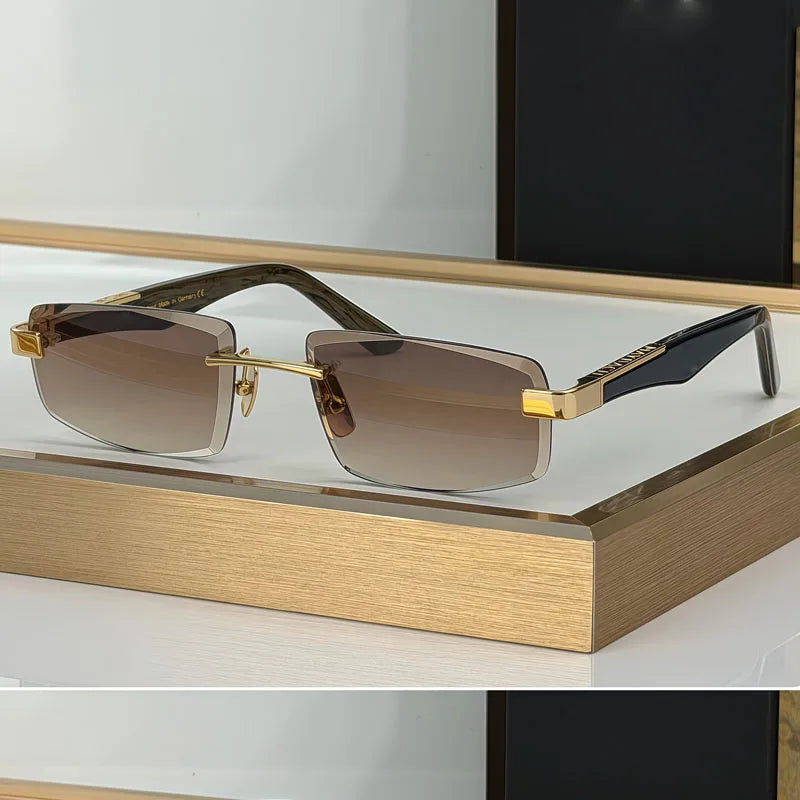 Artist SUN II Rimless Men's Sunglasses Women Alloy Acetate Germany Design UV400 High Quality Diamont Cutting Classical with Case
