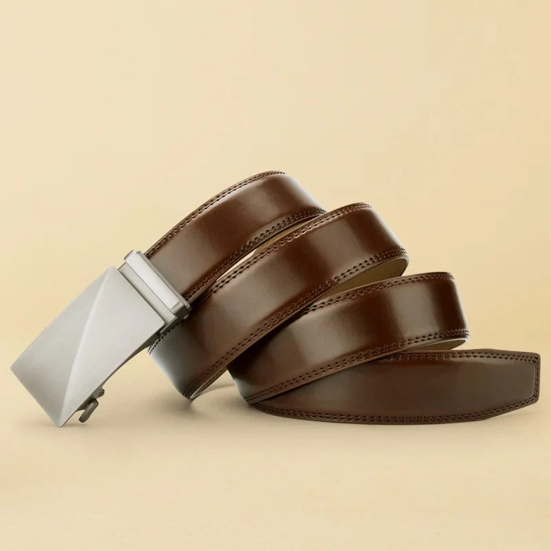 Brand Leather Belts for Men 115cm-145cm Automatic belt with ratchet strap Top quality belts, luxury belts for men